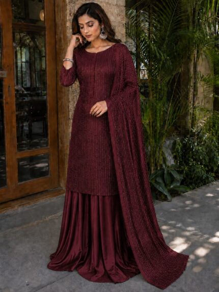 Sheesha Silk Stone Work 3 Piece Unstitched Suit
