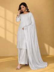 Sheesha Silk Stone Work 3 Piece Unstitched Suit - Image 3