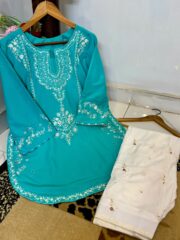 Premium Malai Lawn Embroidered 2PC Farshi Suit - Image 3