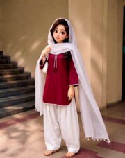 Premium Malai Lawn 3PC Farshi Suit Chiffon Dupatta - Image 3