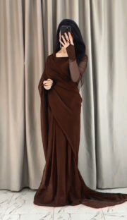 Premium Chiffon Stitched Saree with Blouse & Petticoat - Image 10