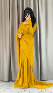 Premium Chiffon Stitched Saree with Blouse & Petticoat - Image 9