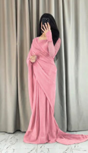 Premium Chiffon Stitched Saree with Blouse & Petticoat - Image 7