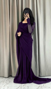 Premium Chiffon Stitched Saree with Blouse & Petticoat - Image 6