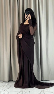 Premium Chiffon Stitched Saree with Blouse & Petticoat - Image 4