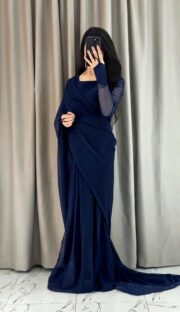 Premium Chiffon Stitched Saree with Blouse & Petticoat - Image 2